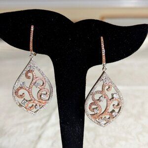 Earring CZ set in Sterling silver with Rose Gold Accents!